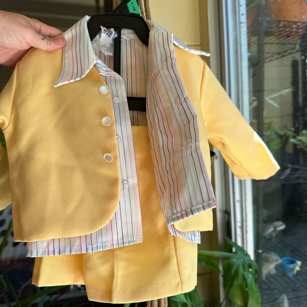 Yellow Kids Matching Set with Striped Shirt